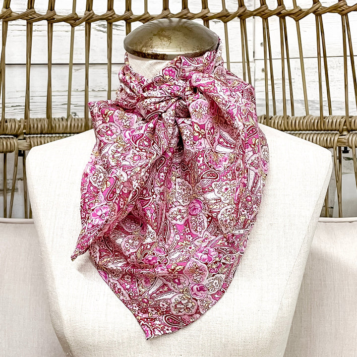 Calico Paisley Silk Wild Rag in Pink