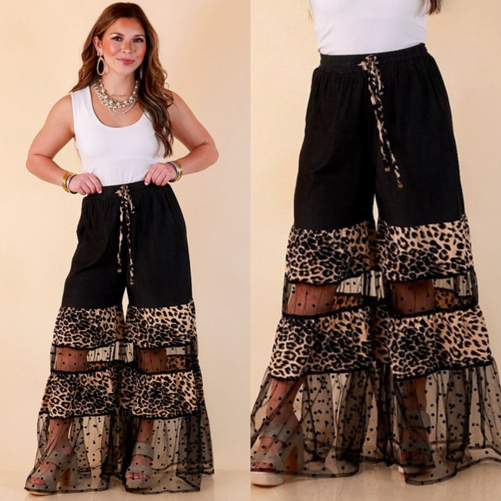 Call of the Wild tiered wide leg pants in black