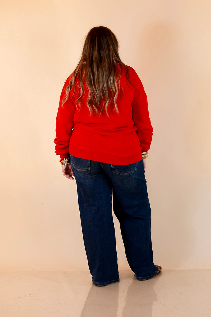 Candy Cane Lane Embroidered Sweatshirt in Red