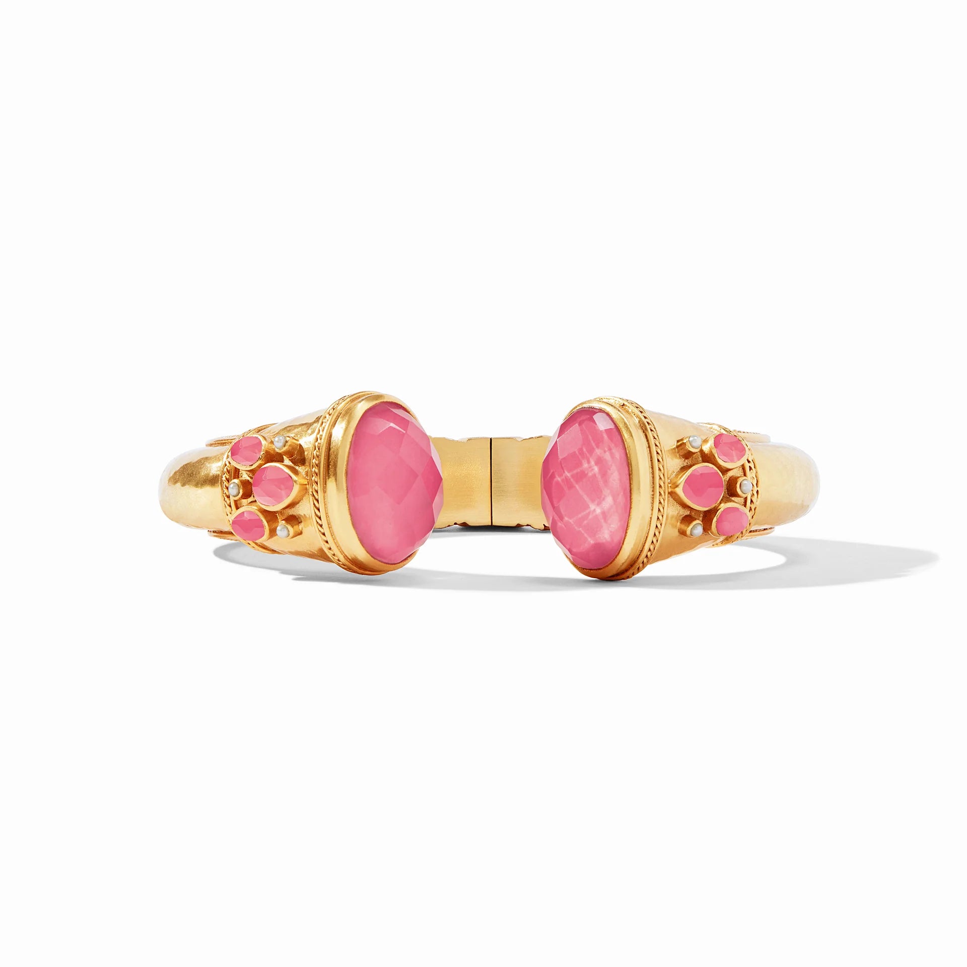 Julie Vos | Cannes Cuff Bracelet with Iridescent Peony Pink Crystals in Gold - Giddy Up Glamour Boutique