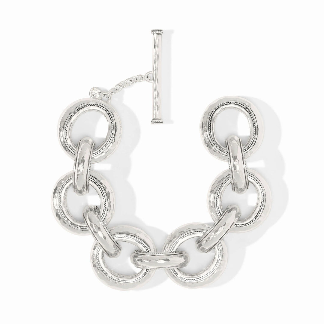 Silver chain bracelet on a white background