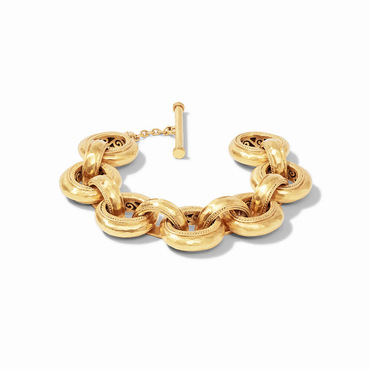 Gold chain bracelet on a white background