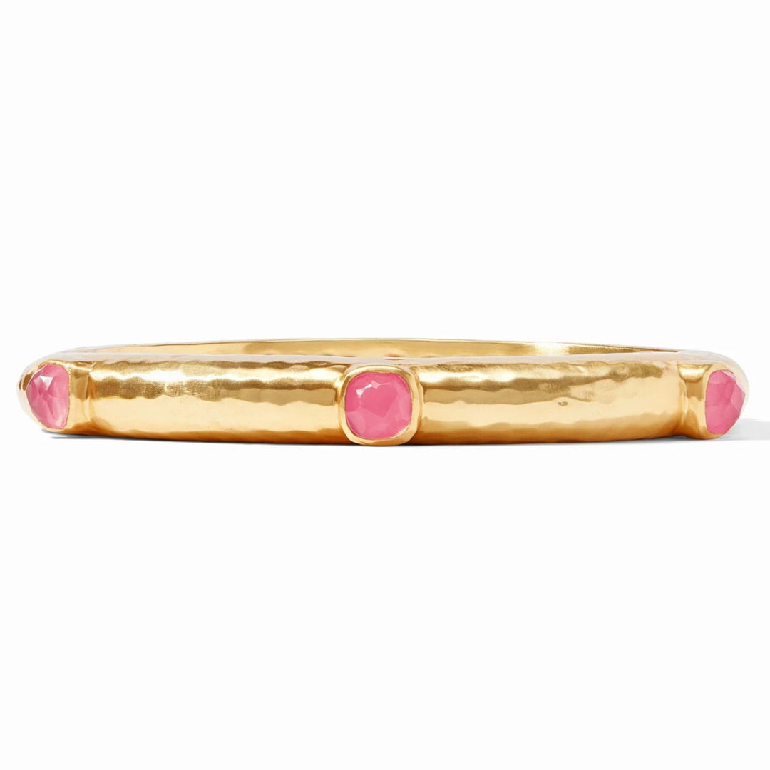 Julie Vos | Catalina Hinge Bangle with Peony Pink Crystals in Gold - Giddy Up Glamour Boutique