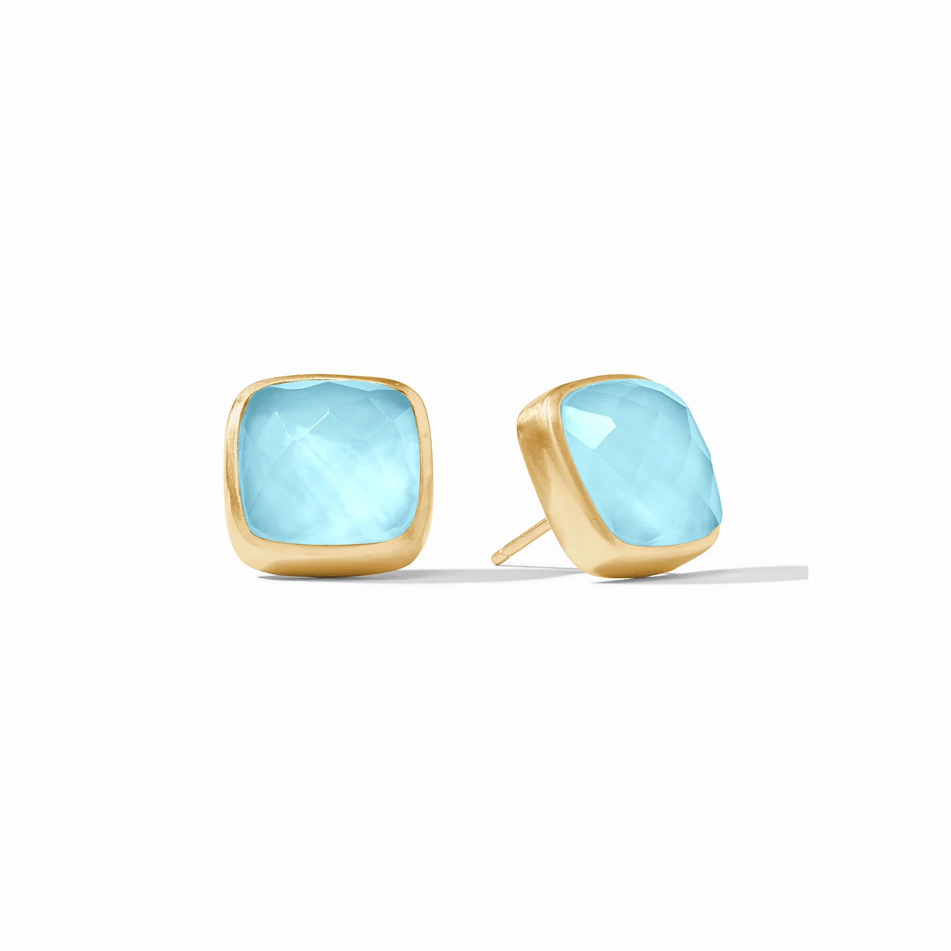 Julie Vos | Catalina Stud Earrings with Capri Blue Crystals in Gold - Giddy Up Glamour Boutique
