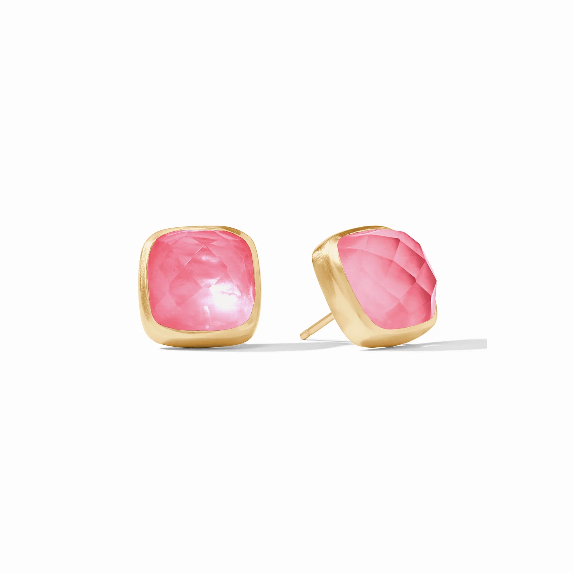 Julie Vos | Catalina Stud Earrings with Peony Pink Crystals in Gold - Giddy Up Glamour Boutique