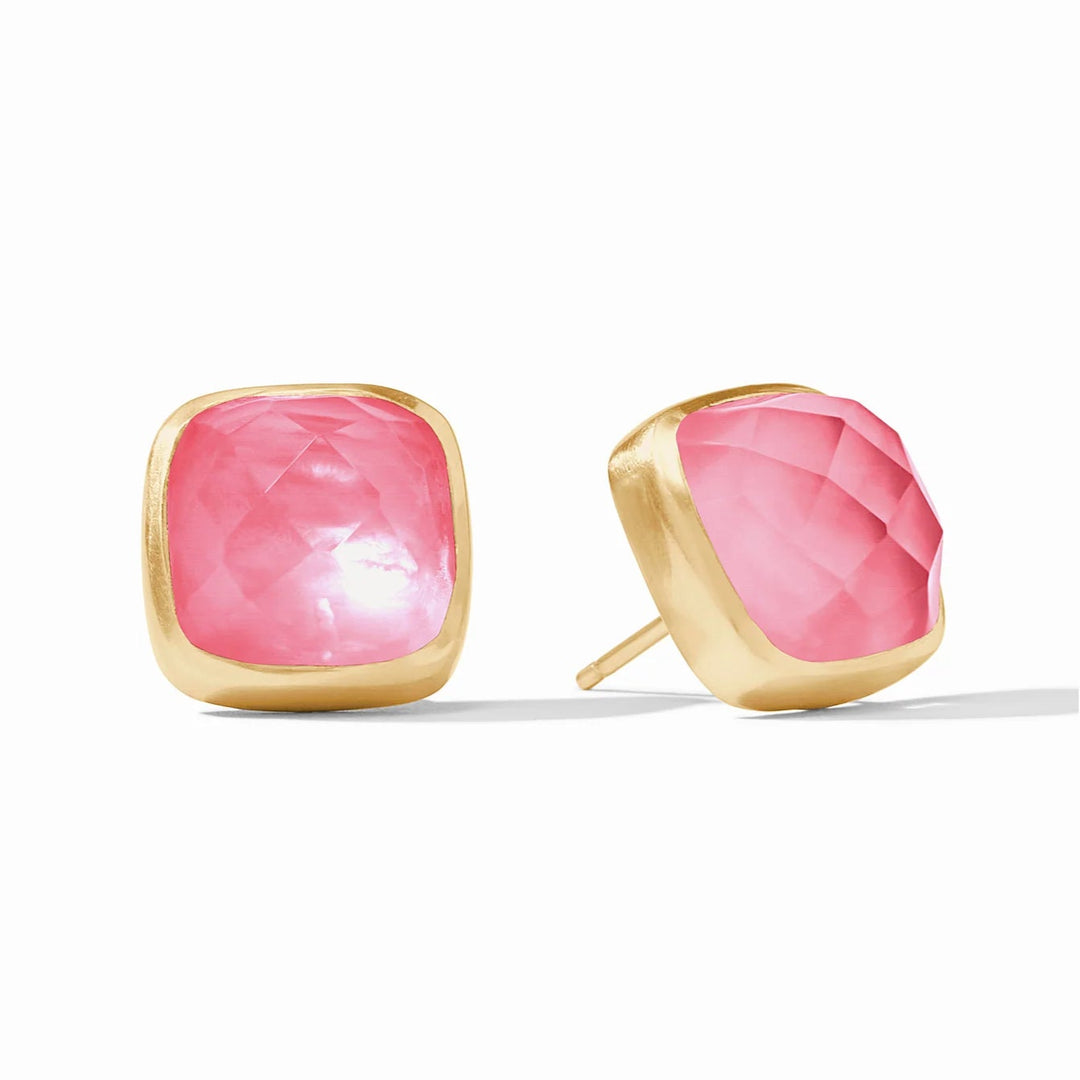 Julie Vos | Catalina Stud Earrings with Peony Pink Crystals in Gold - Giddy Up Glamour Boutique