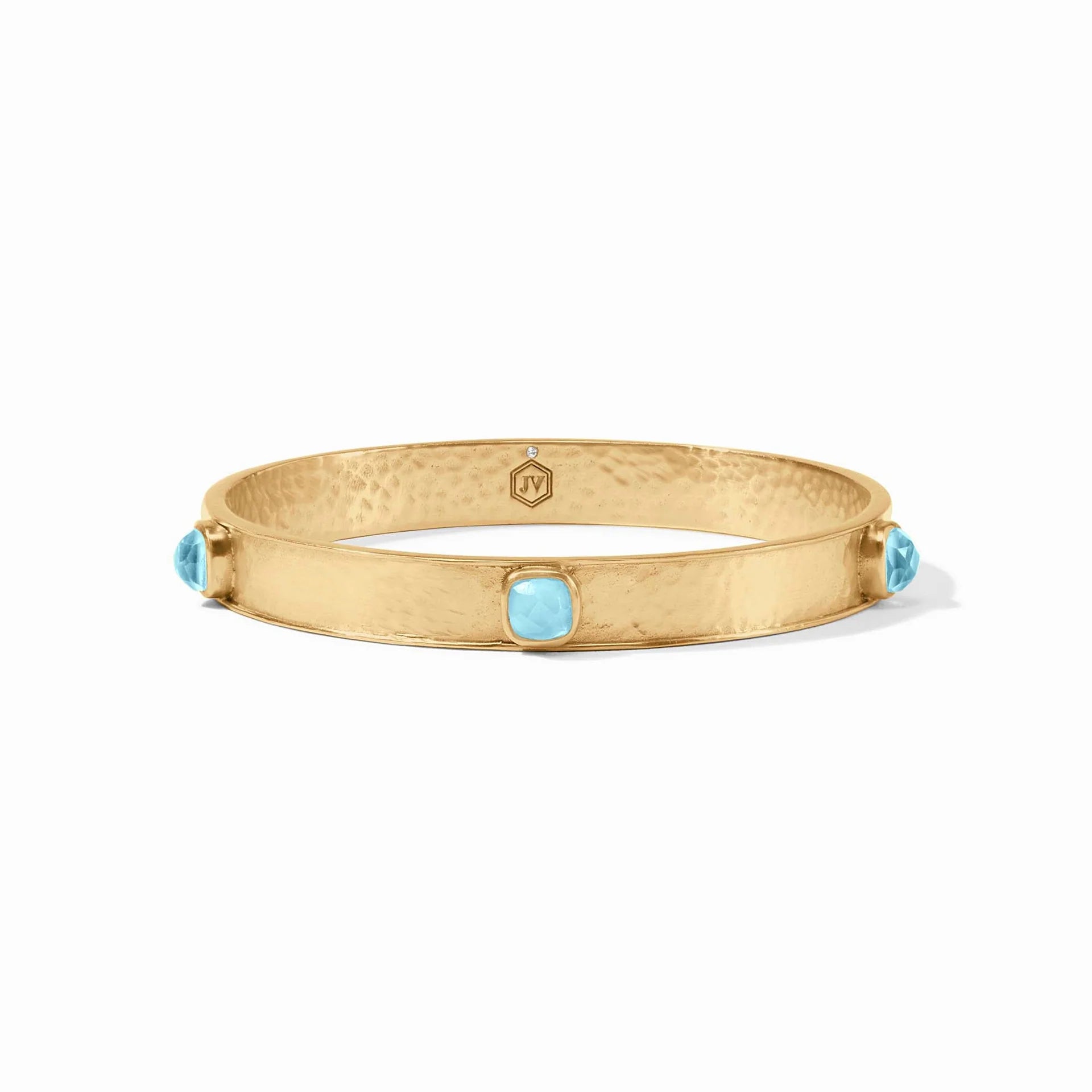 Julie Vos | Catalina Stone Bangle with Iridescent Capri Blue Stones in Gold - Giddy Up Glamour Boutique