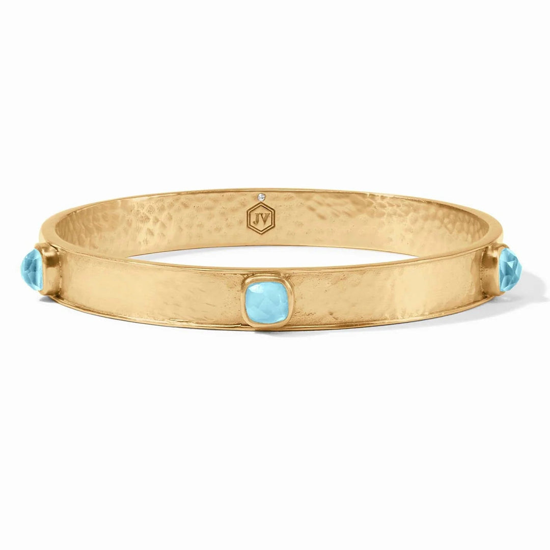 Julie Vos | Catalina Stone Bangle with Iridescent Capri Blue Stones in Gold - Giddy Up Glamour Boutique