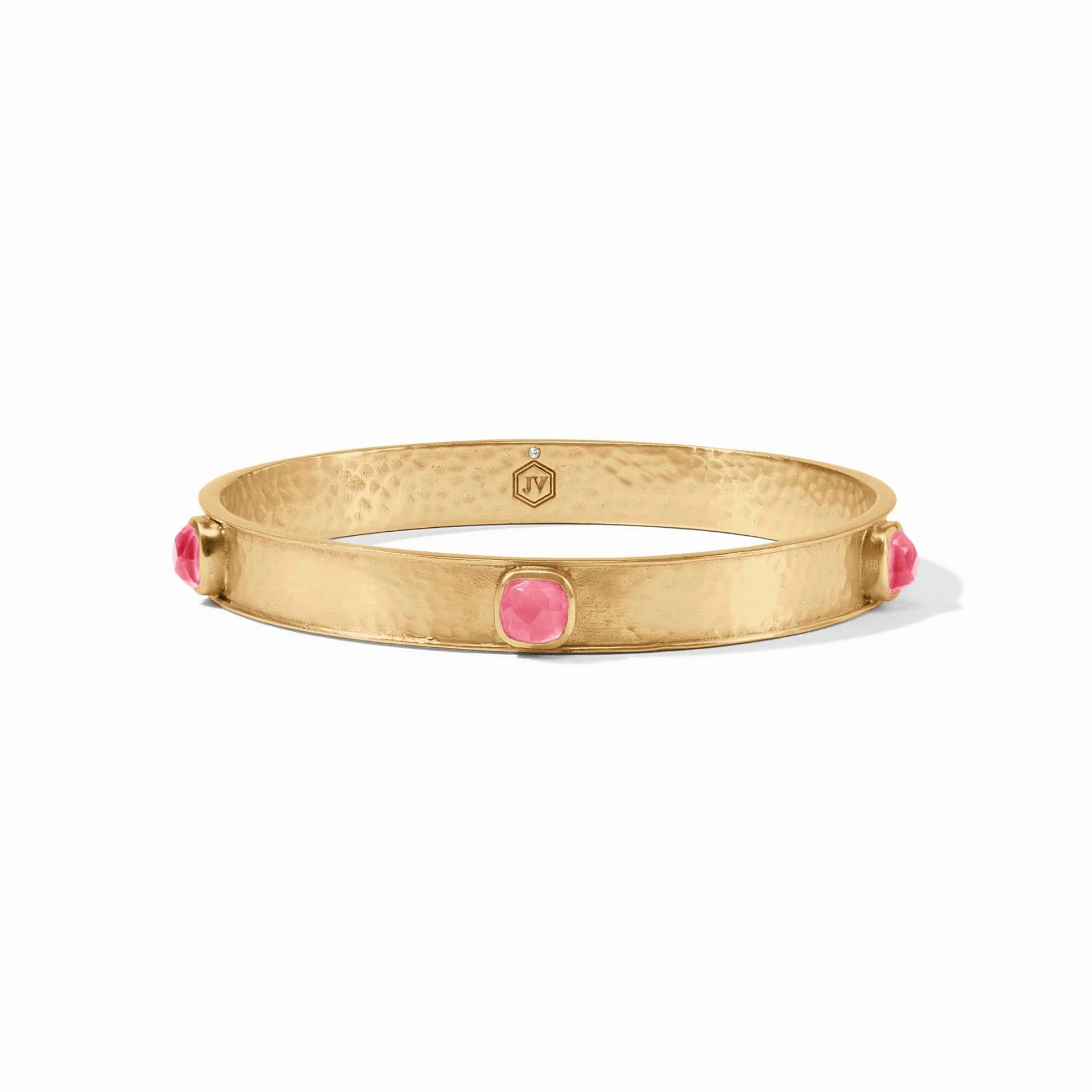 Julie Vos | Catalina Stone Bangle with Iridescent Peony Pink Stones in Gold - Giddy Up Glamour Boutique