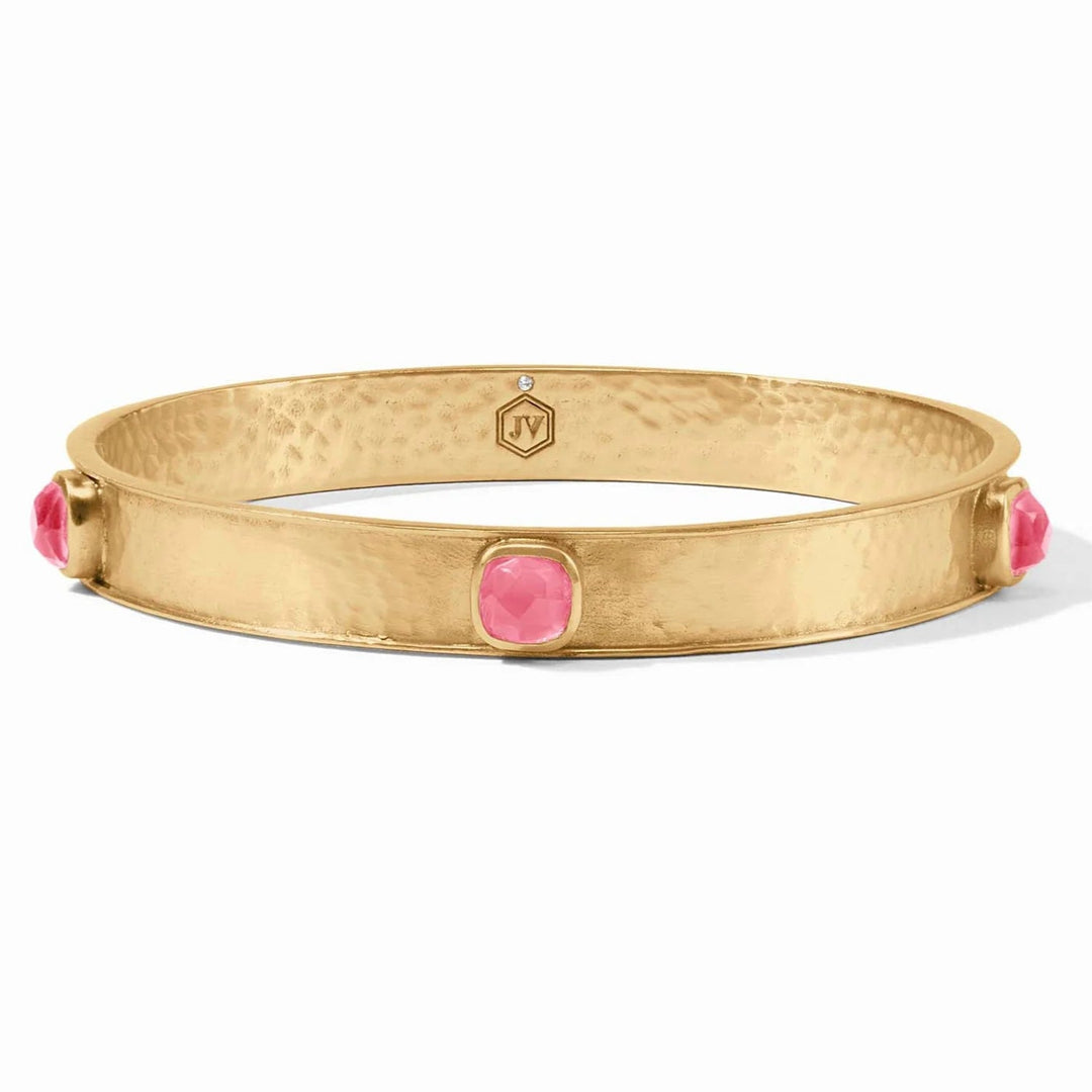 Julie Vos | Catalina Stone Bangle with Iridescent Peony Pink Stones in Gold - Giddy Up Glamour Boutique