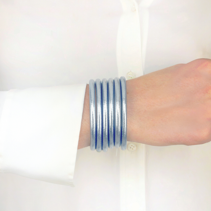 BuDhaGirl | Set of Six | All Weather Bangles in Celeste Blue