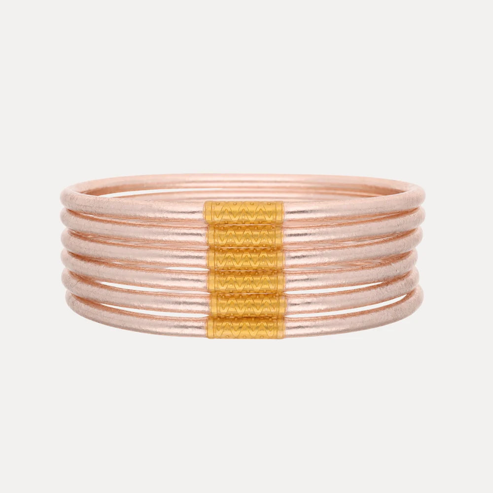 BuDhaGirl | Set of Six | Lumine 3mm All Weather Bangles in Champagne
