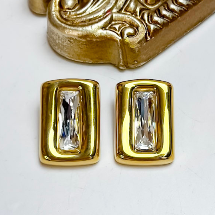 CHANSUTT PEARLS | Brooke Rectangle Crystal Earrings in Gold