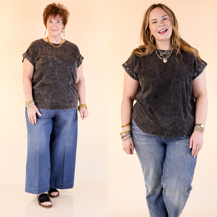 Chic Made Easy Short Sleeve Shirt in Ash Black