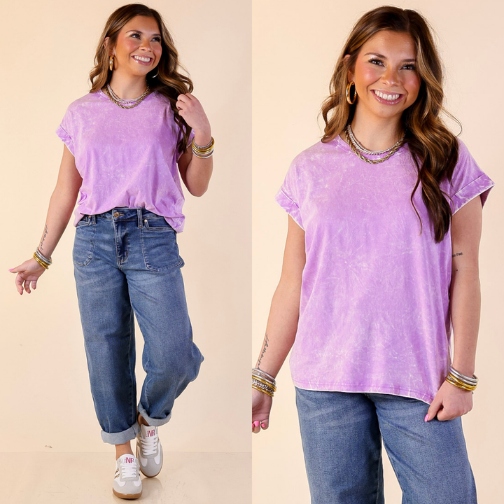 Chic Made Easy Short Sleeve Shirt in Lavender Purple