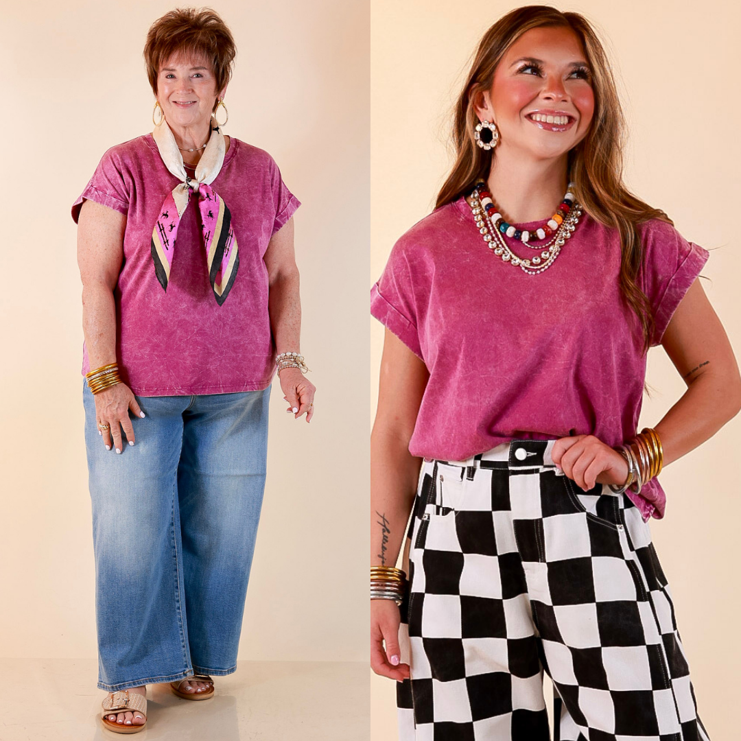 Chic Made Easy Short Sleeve Shirt in Plum Purple