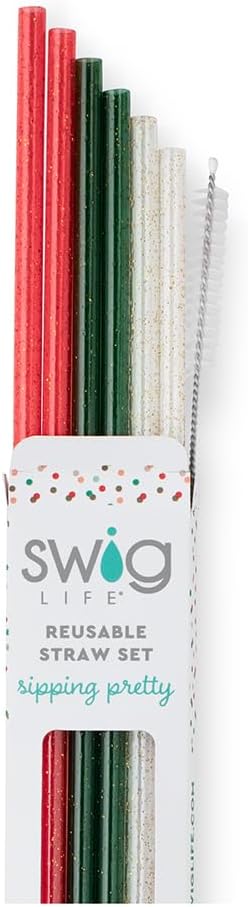 Swig | Christmas Glitter Reusable Straw Set
