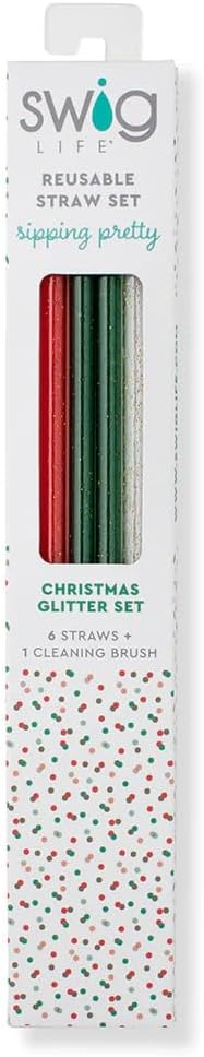 Swig | Christmas Glitter Reusable Straw Set