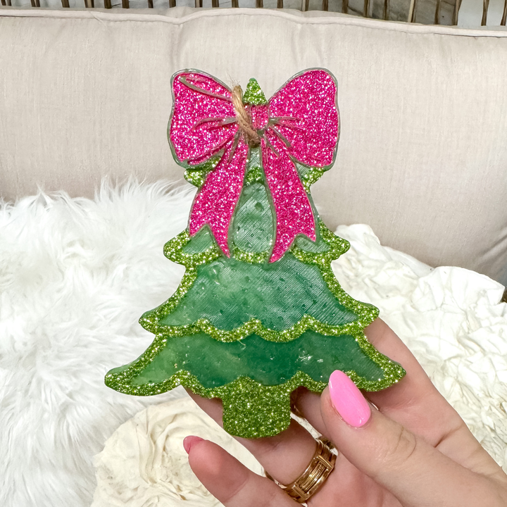 Christmas Tree with Bow Car Freshie in Cowboy Christmas