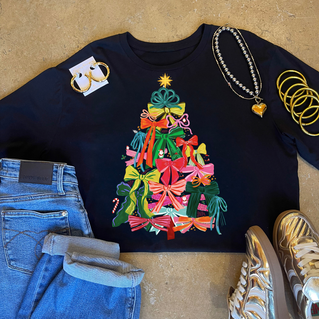 Online Exclusive | Christmas Tree with Bows Graphic on Tee and Sweatshirt Options