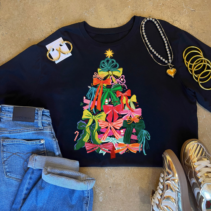 Online Exclusive | Christmas Tree with Bows Graphic on Tee and Sweatshirt Options