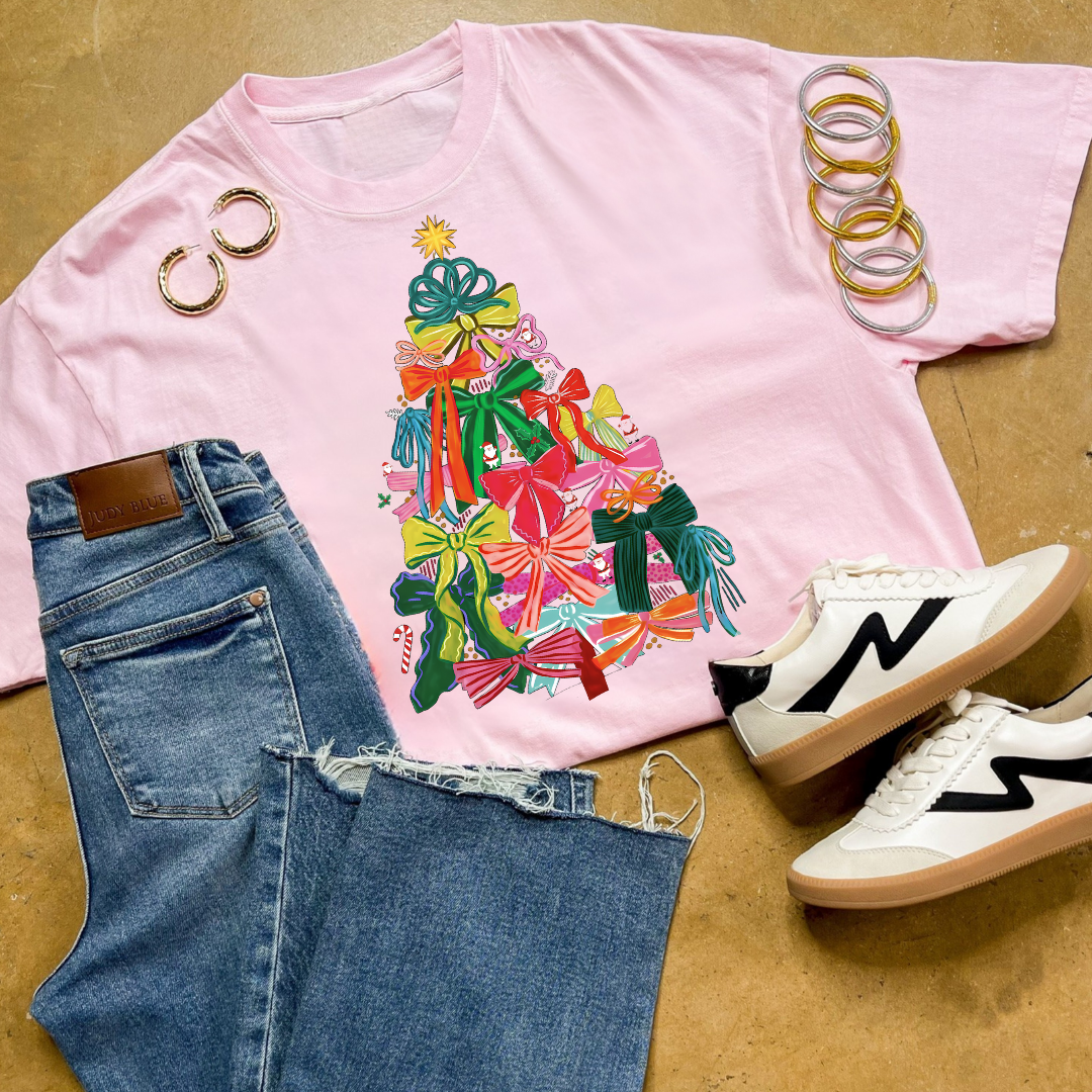 Online Exclusive | Christmas Tree with Bows Graphic on Tee and Sweatshirt Options