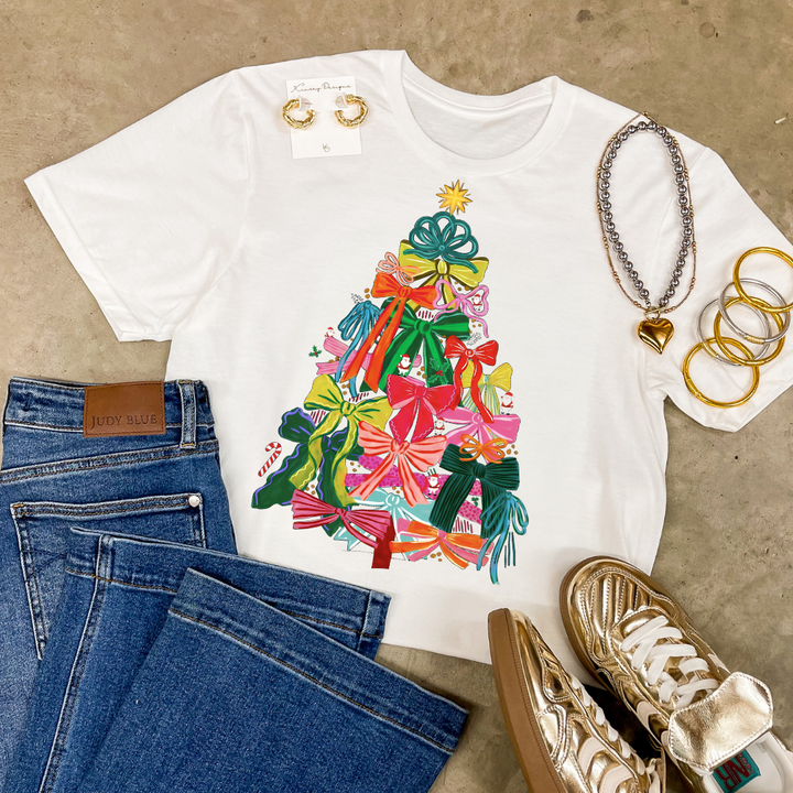 Online Exclusive | Christmas Tree with Bows Graphic on Tee and Sweatshirt Options