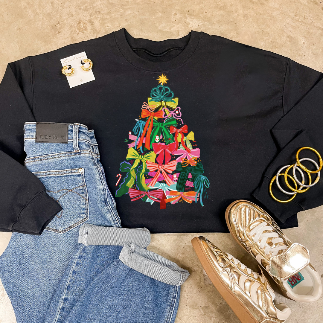 Online Exclusive | Christmas Tree with Bows Graphic on Tee and Sweatshirt Options