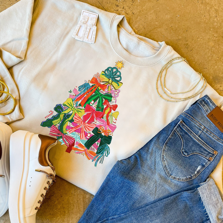 Online Exclusive | Christmas Tree with Bows Graphic on Tee and Sweatshirt Options
