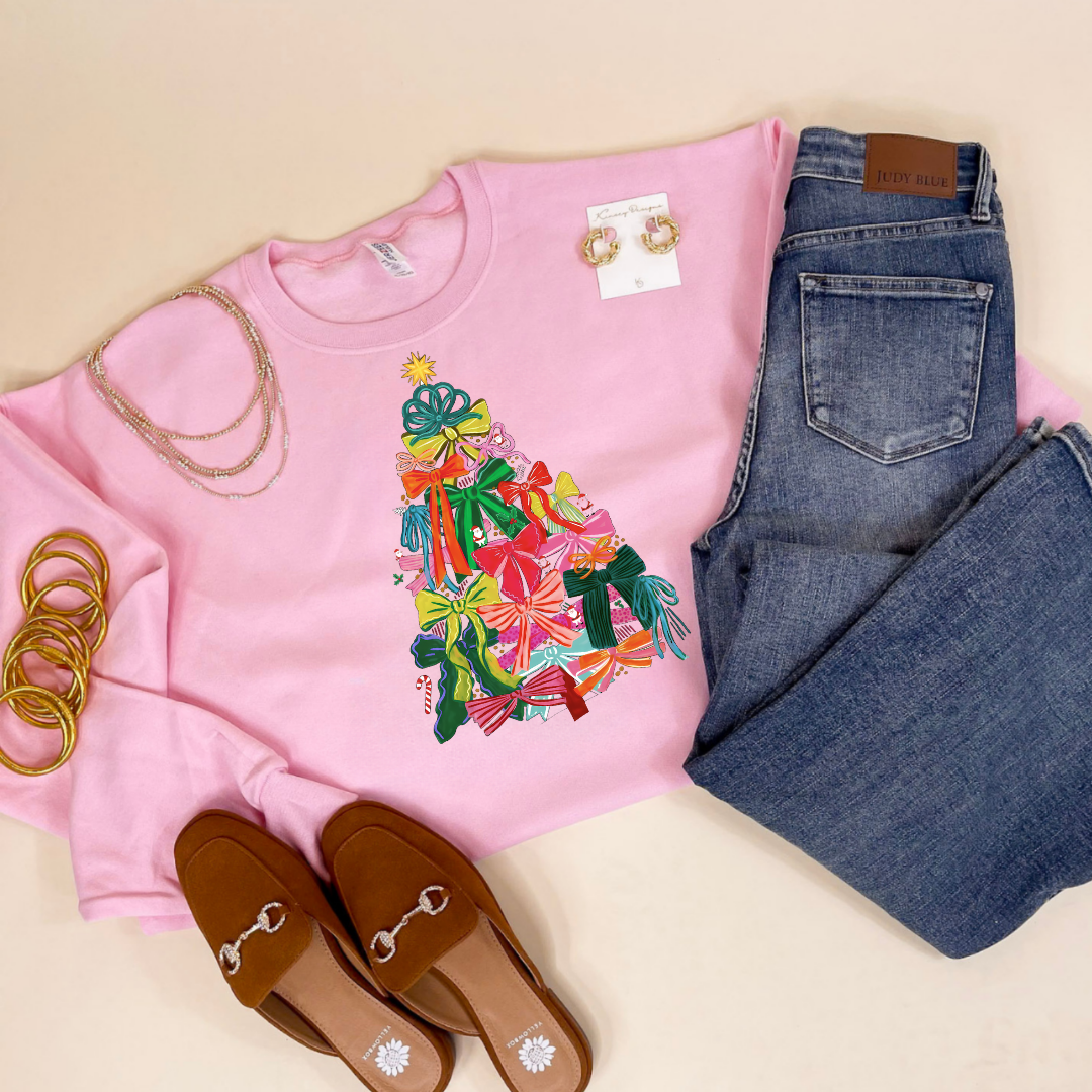 Online Exclusive | Christmas Tree with Bows Graphic on Tee and Sweatshirt Options