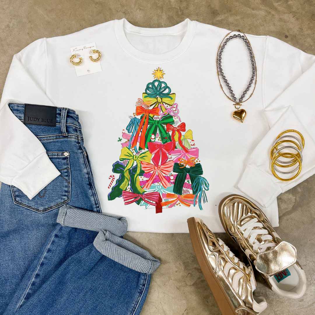 Online Exclusive | Christmas Tree with Bows Graphic on Tee and Sweatshirt Options