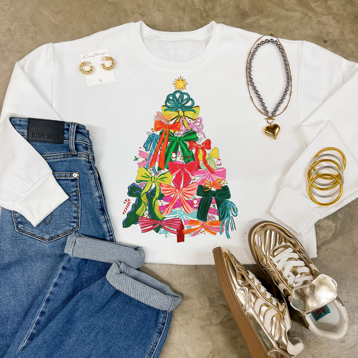 Online Exclusive | Christmas Tree with Bows Graphic on Tee and Sweatshirt Options