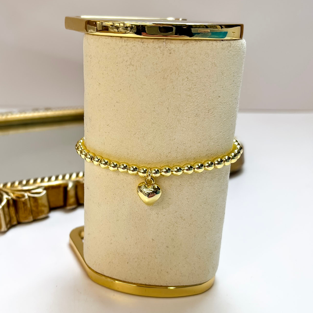 Coco's Beads and Co | The Hannah 4mm Heart Charm Bracelet in Gold