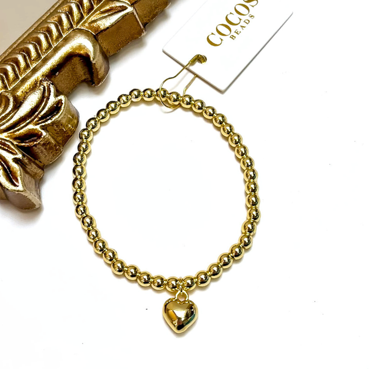 Coco's Beads and Co | The Hannah 4mm Heart Charm Bracelet in Gold