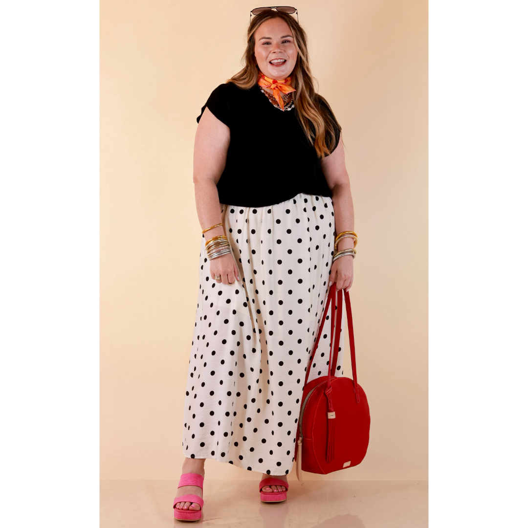 Two Ways to Charm Polka Dot Spaghetti Strap Dress Set with Detachable Black Top in Cream