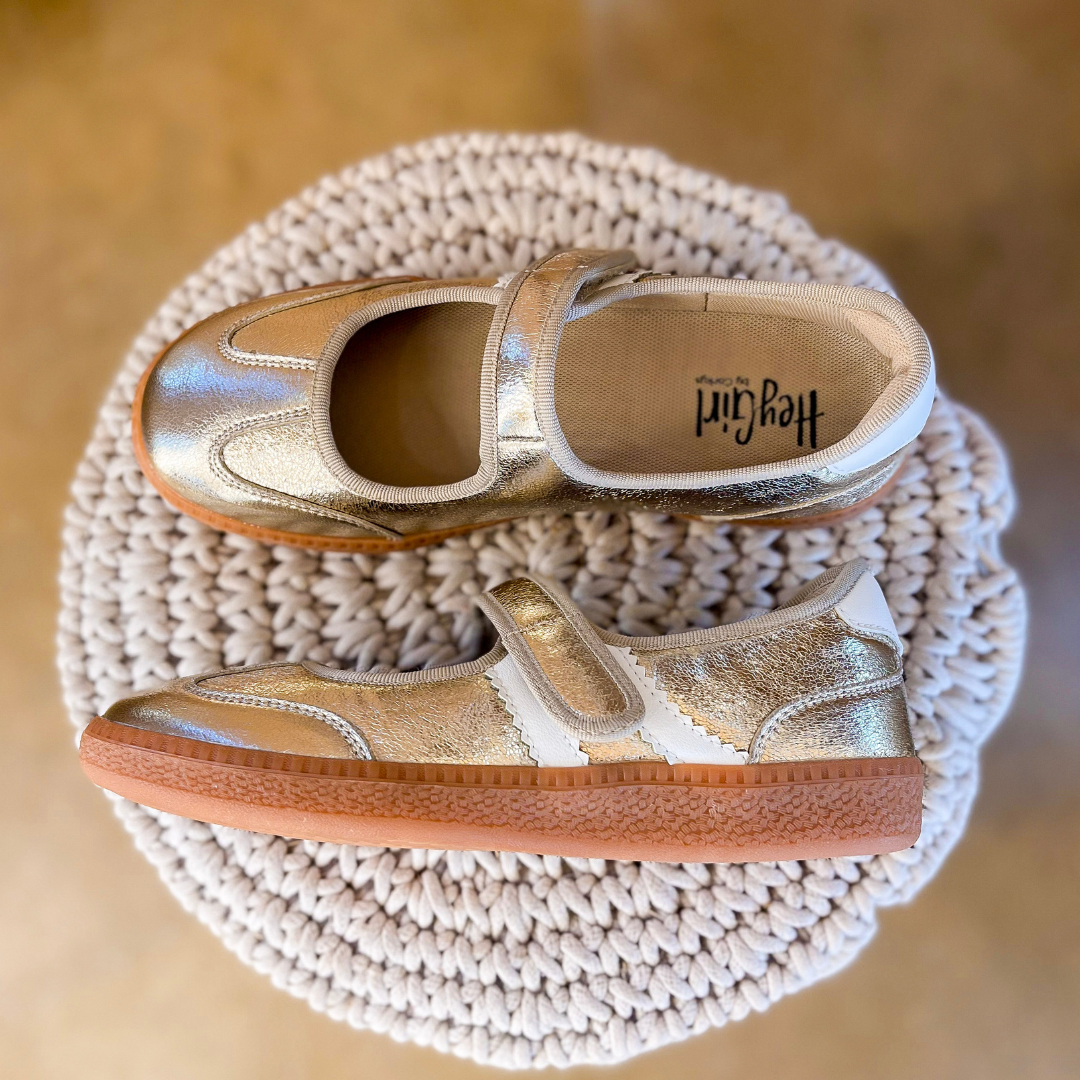 Corky’s | Calm Down Metallic Mary Jane Sneaker with Velcro Strap in Gold