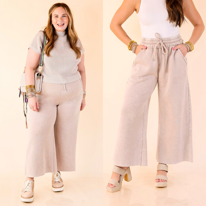 Cropped, cozy, and cool with distressed edges and a comfy drawstring waist—your new go-to sweatpants. Sizes small through 3XL.