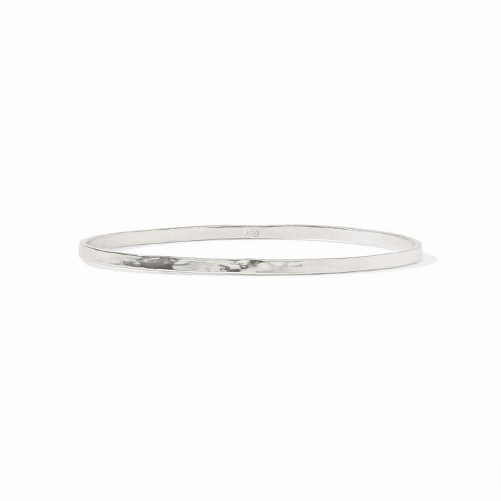 Silver bangle on a white background