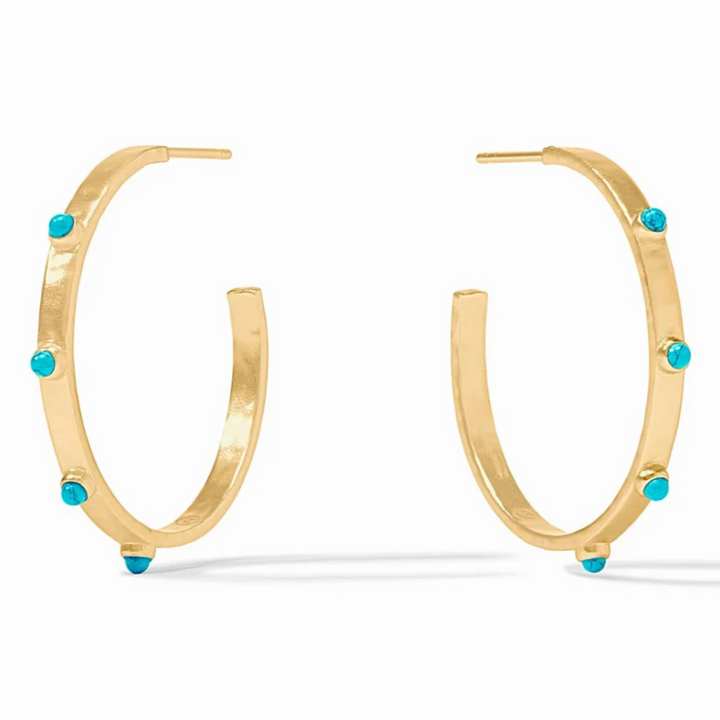 Julie Vos | Crescent Stone Hoop Turquoise Blue