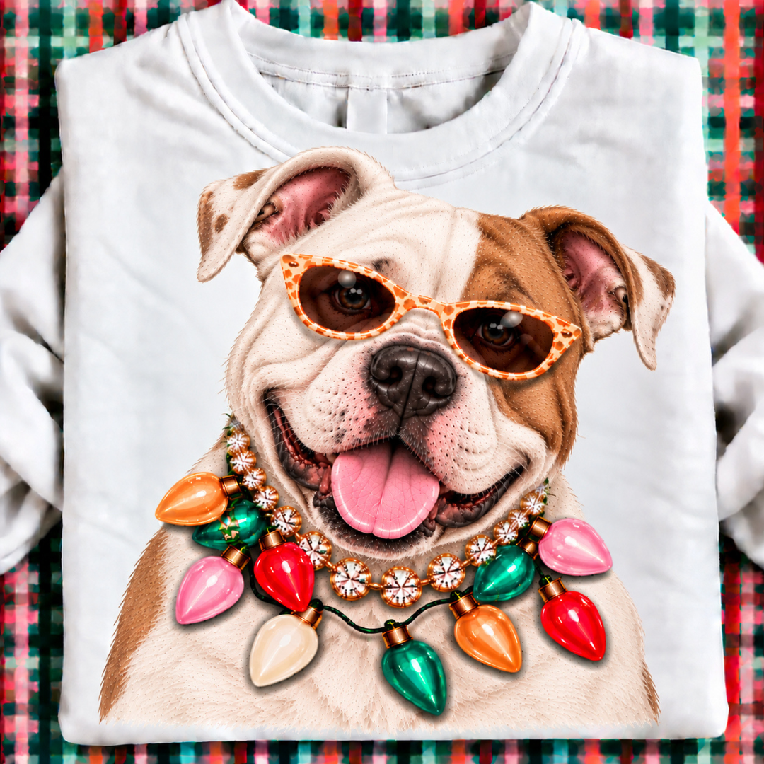 Custom Made to Order | Holiday Boujee American Bulldog Graphic Tee or Sweatshirt in Multiple Printing Options on White