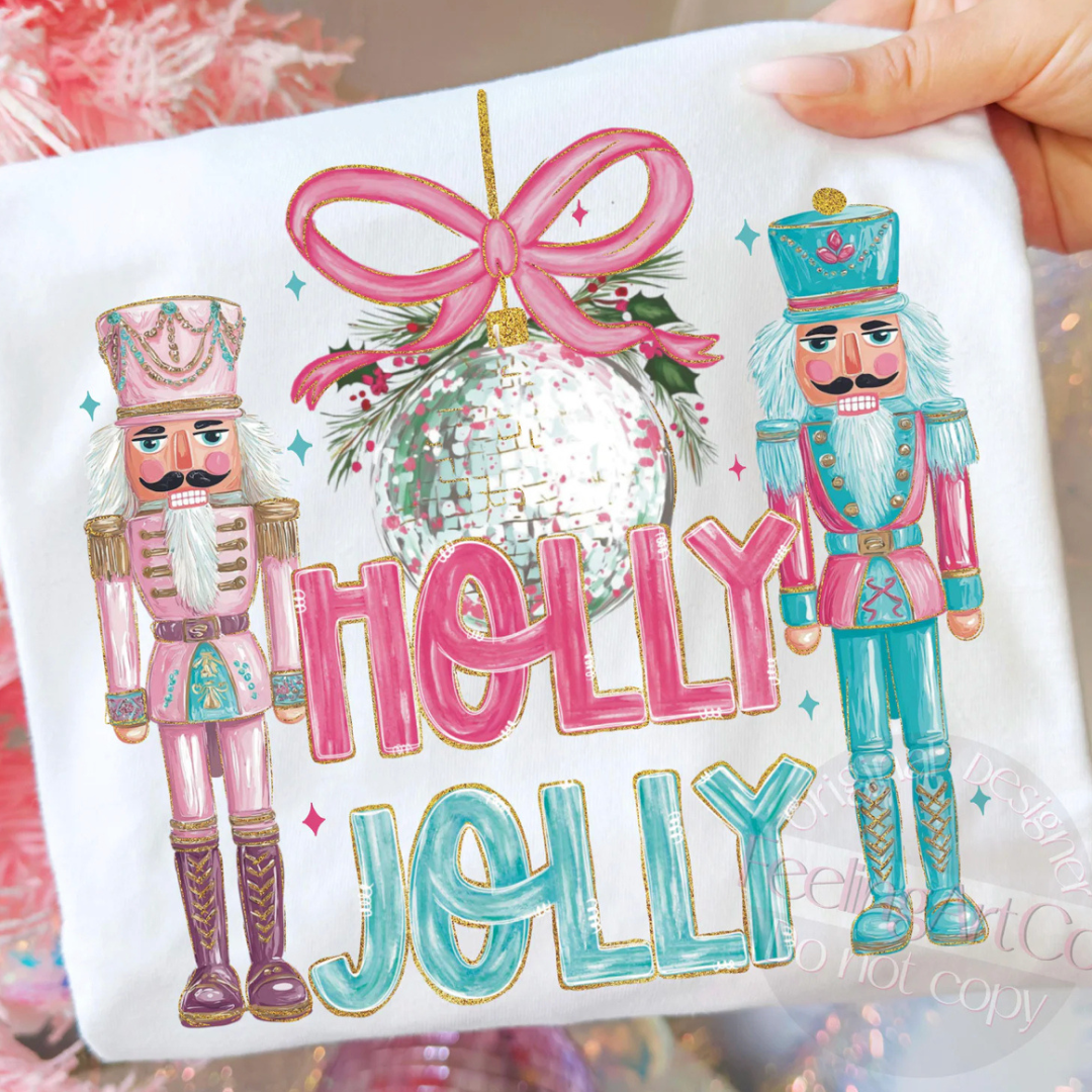 Custom Made to Order | Holly Jolly Disco Graphic Tee or Sweatshirt in Multiple Printing Options on White