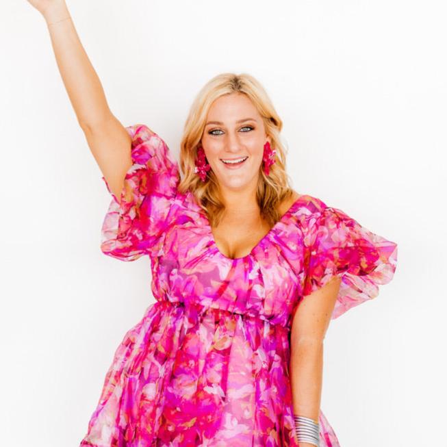 Linny Co | Flora Drop Earrings in Pearlized Hot Pink