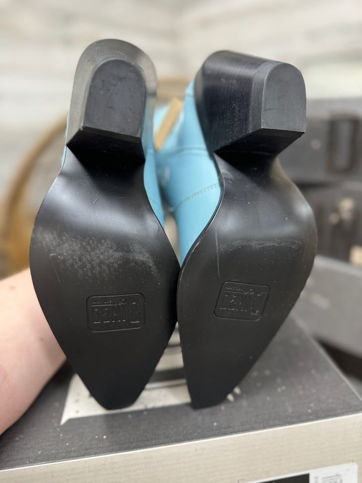 Model Shoes Size 9 | Dingo | Pretty N Prissy Leather Bootie in Blue *DISCONTINUED* - Giddy Up Glamour Boutique