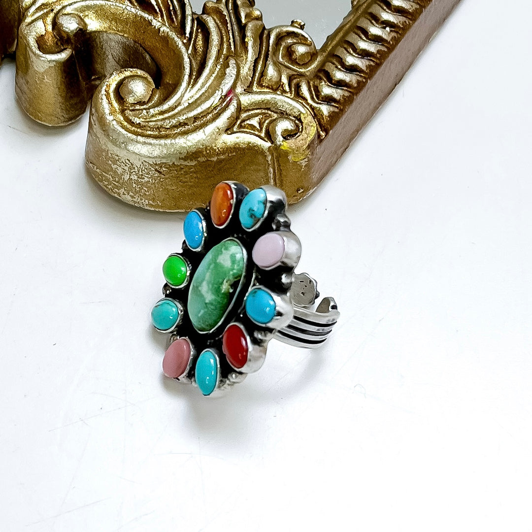Marcella James | Sterling Silver Native American Handmade Multi Color Cluster Ring