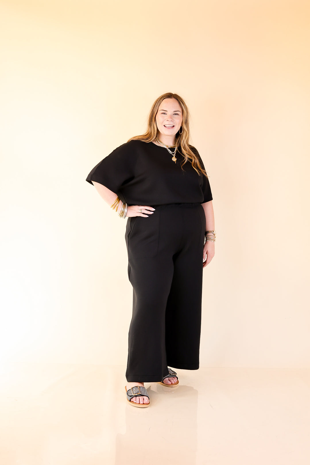 SPANX | AirEssentials Cropped Wide-Leg Jumpsuit in Black