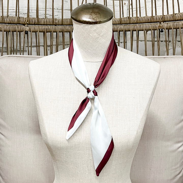 Gameday Glam Twilly Scarf in Maroon and White