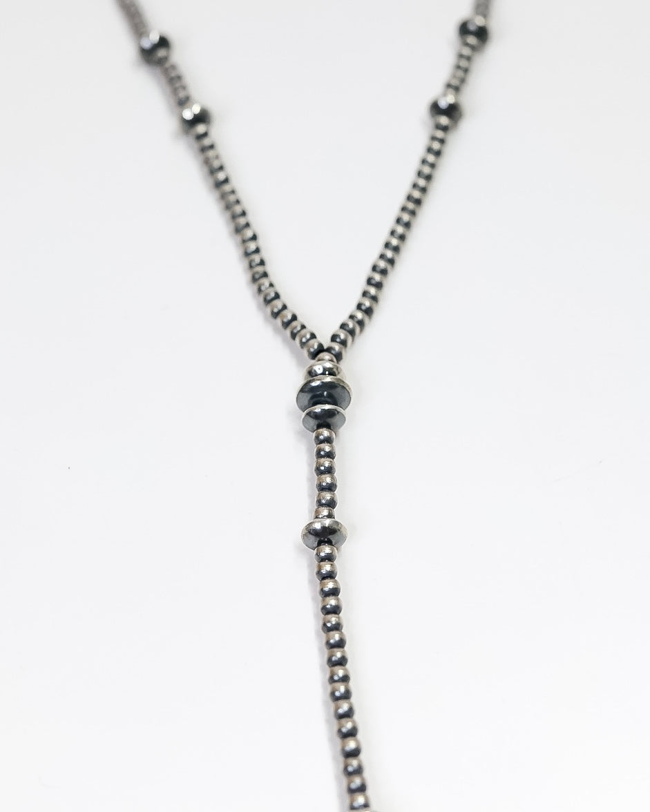 Navajo | Handmade Sterling Silver Graduated Saucer Navajo Pearls Lariat Necklace