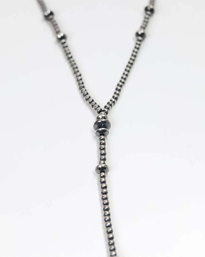 Navajo | Handmade Sterling Silver Graduated Saucer Navajo Pearls Lariat Necklace