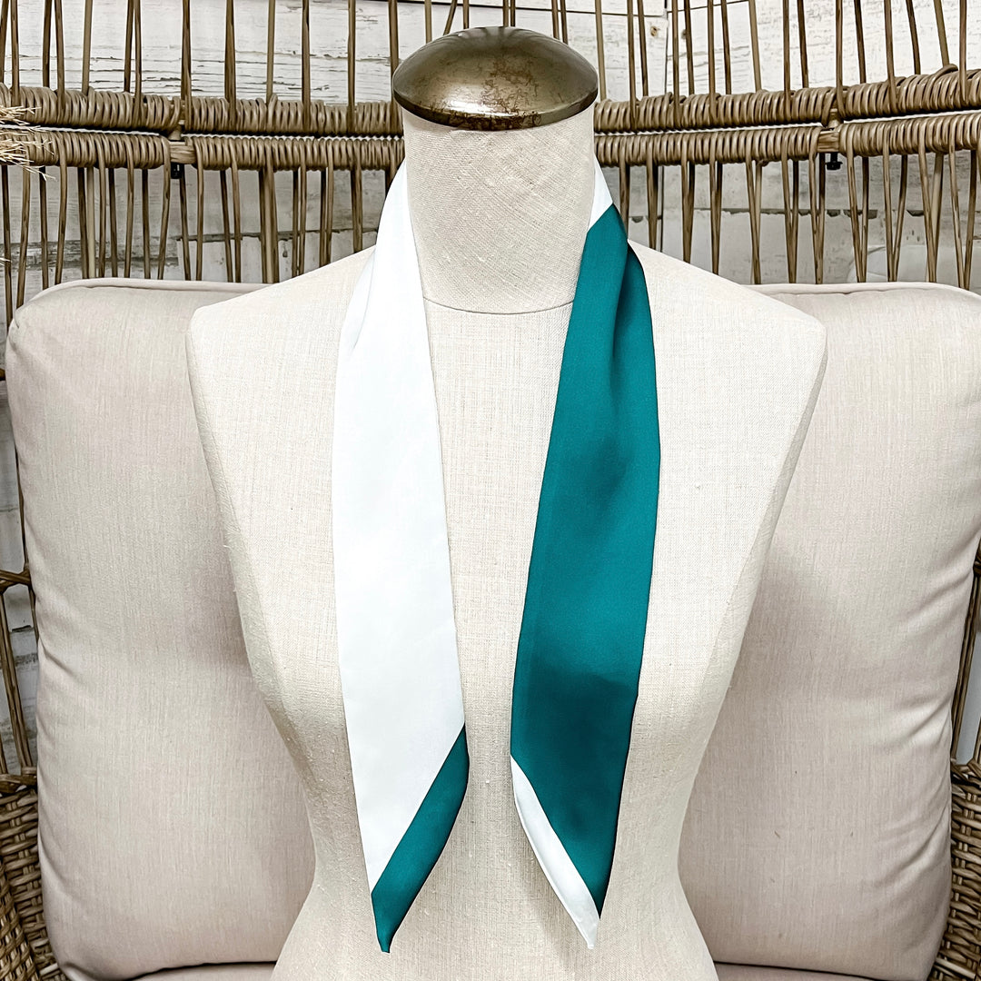 Gameday Glam Twilly Scarf in Forest Green and White