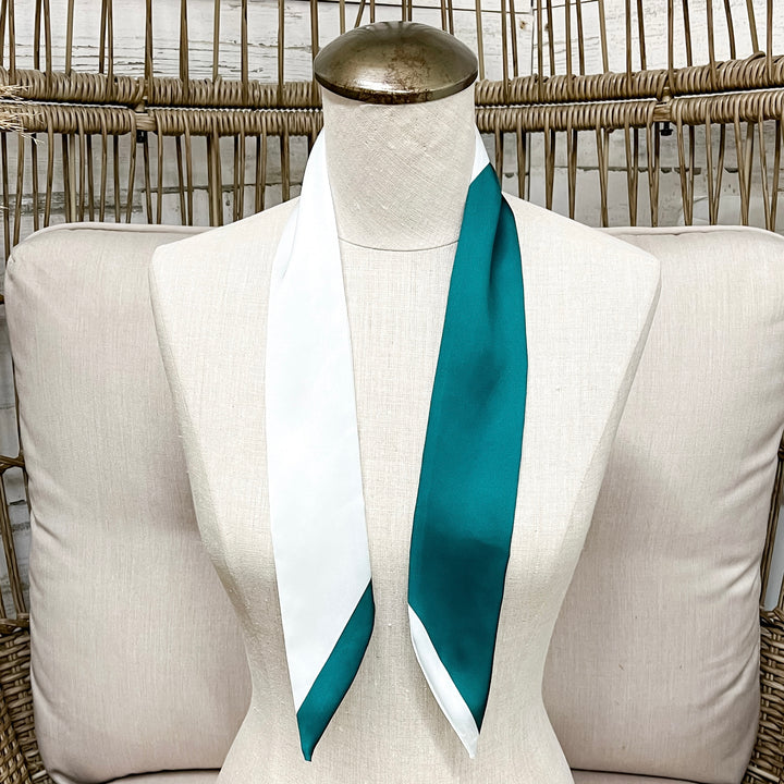 Gameday Glam Twilly Scarf in Forest Green and White